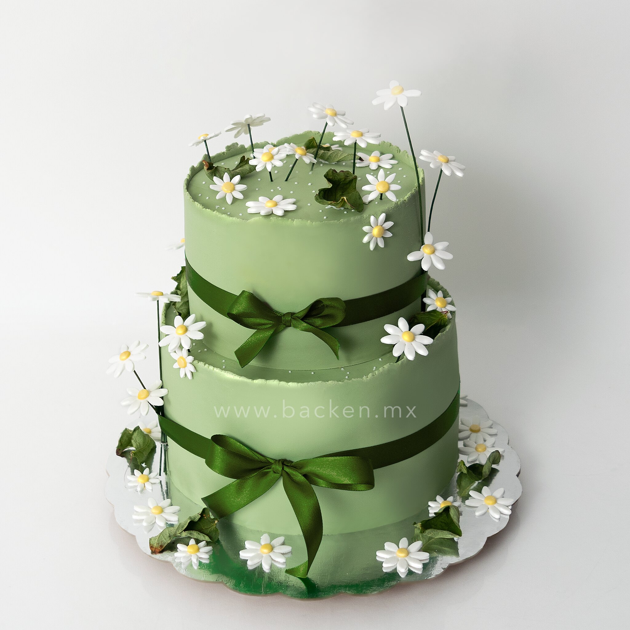 Celebra con Pastel de Cumpleaños de Betún de Dos Pisos Verde