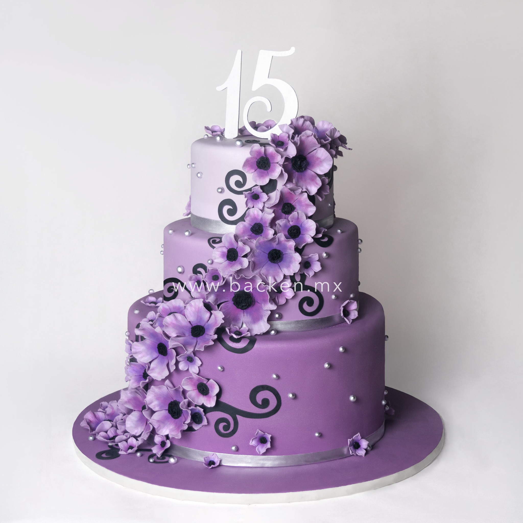 Celebra con Pastel de XV años Color Morado de Pisos